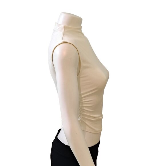 Almost Famous Juniors Funnel Neck Ruched Sleeveless Top - Picture 2 of 6